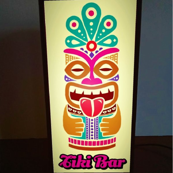 TIKI カフェバー ティキ像 ハワイアン雑貨 ハワイ パブ スナック 酒 ランプ サイン 看板 置物 雑貨 LEDライトBOX