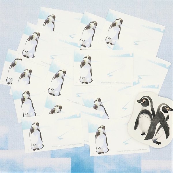 「Penguins are Power birds」collection　メッセージカード ▷18枚セット【コウテイペンギン親子】