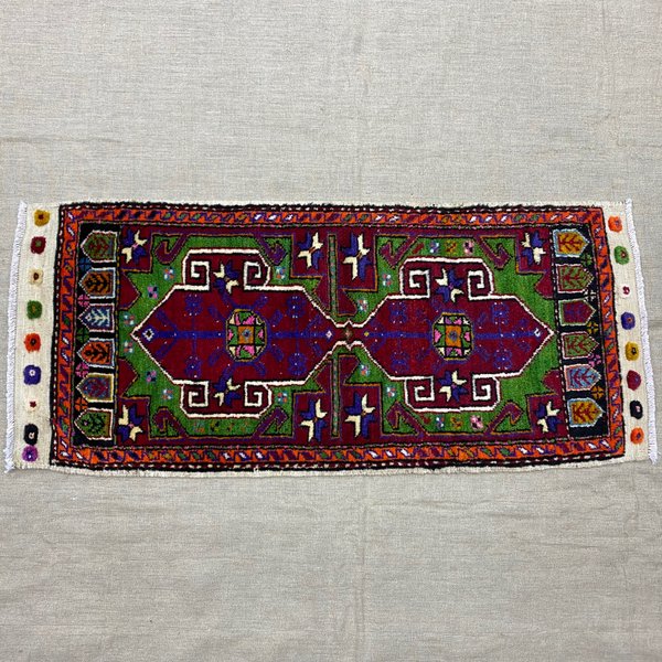 手織りトルコ絨毯 123x54cm ヴィンテージ ラグ