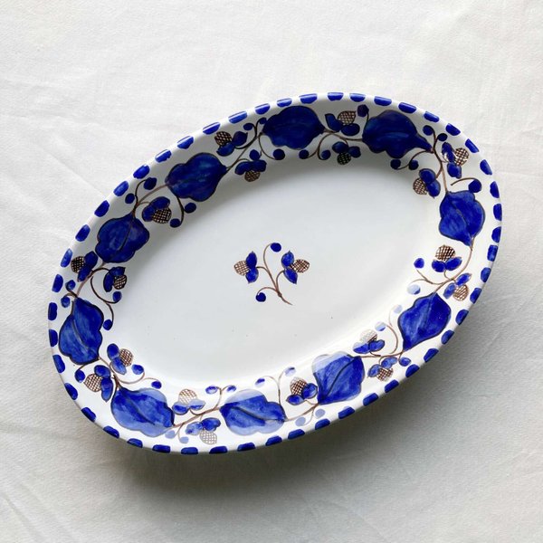 オーバル皿 26cm OVL015  マヨリカ焼き イタリア陶器　青いお皿