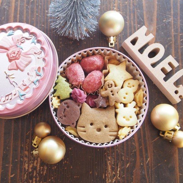 「ねこたちのクリスマス♪クッキー缶」（S）【期間限定缶】※ハミング缶※