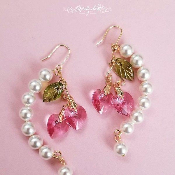 🍒cherry bonbon🍒ハートチェリーピアス/イヤリング  R333