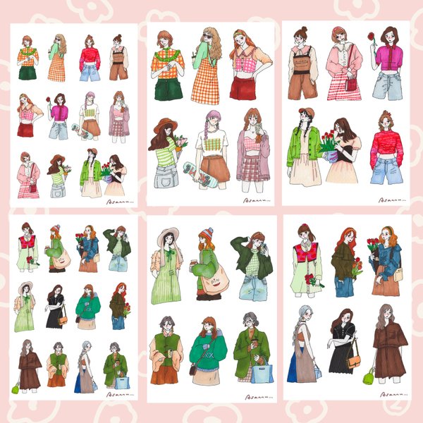 女の子シール46個セット（no.1）Sticker Set
