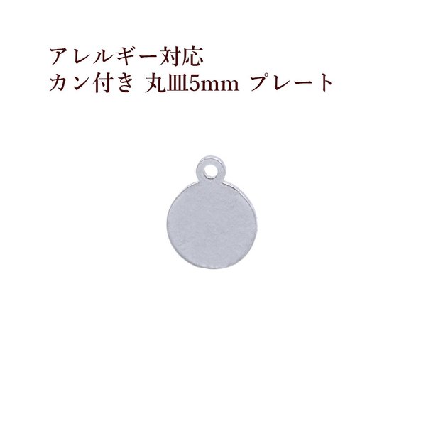 [10個] サージカル ステンレス / カン付き / 丸皿 / プレート / 5mm [ 銀 シルバー ]  チャーム / 金具 / ラウンド / メタル / パーツ / アレルギー対応