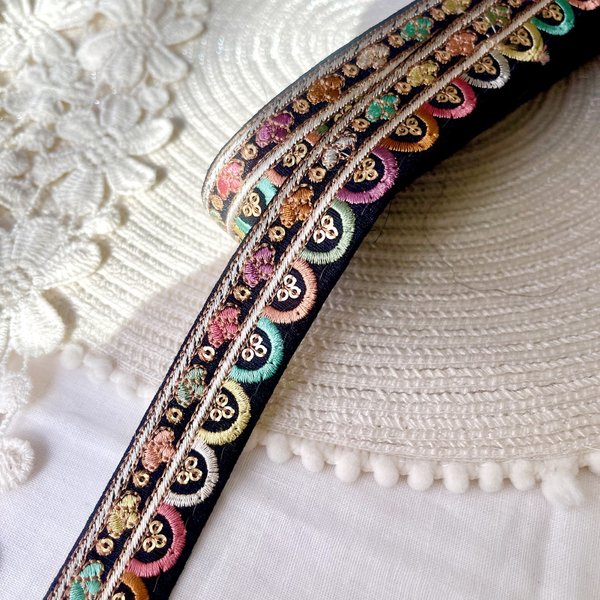 [50cm] インド刺繍リボン　チュール　細幅　B