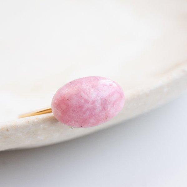 【10号】バラ色の人生の象徴 パステルインカローズの14KGFリング 天然石の指輪シリーズ