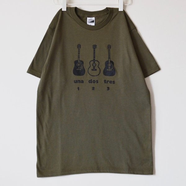 ギターTシャツ ユニセックス オリーブ S M XL