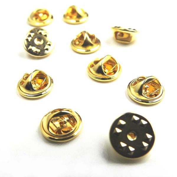 ピンバッチ 蝶タック 10個★ゴールド/11ｍｍ★留め具 キャッチ 金具