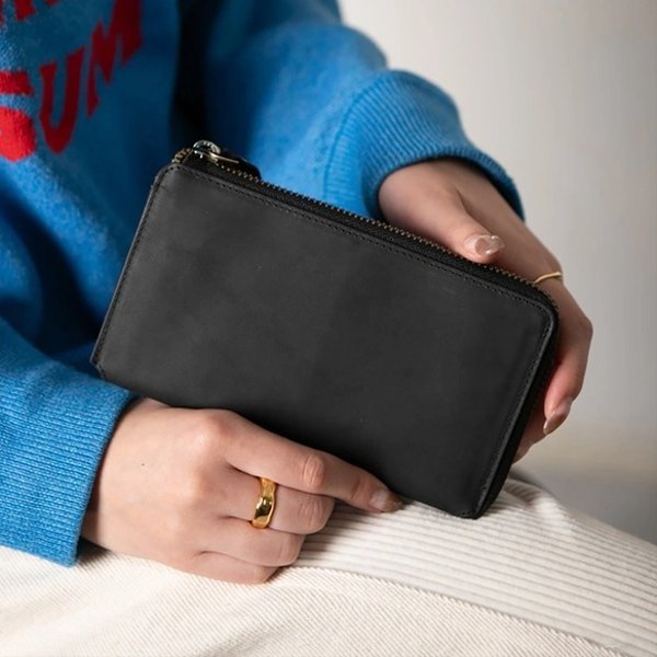 財布 レディース 長財布 最小 TIDY2.0 小さい長財布 メンズ 本革 タイディ2.0 ブラック HAW021
