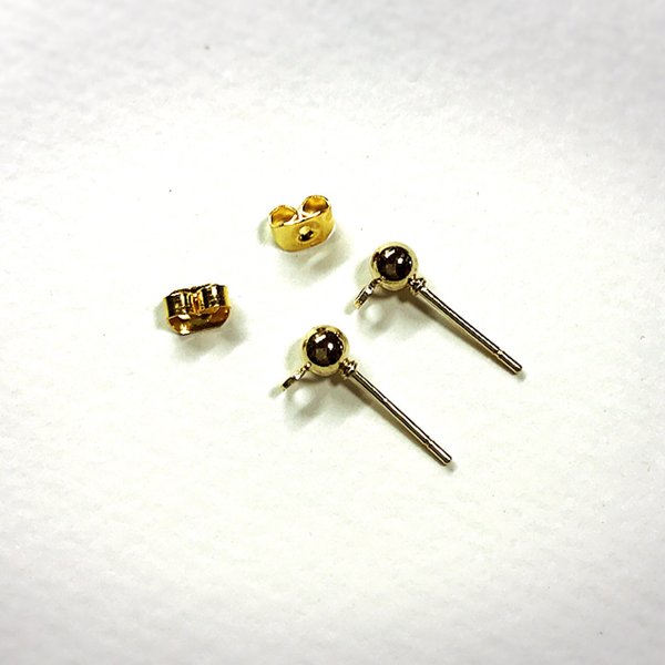  10個 4mm丸玉ピアス(カン付き)　キャッチ付　ゴールド