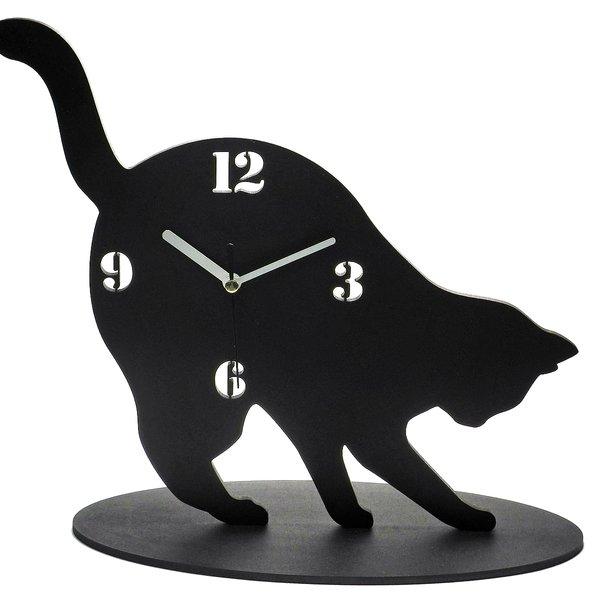 【送料￥340】 黒猫（クロネコ）の時計【何掘ってるの‥？】 