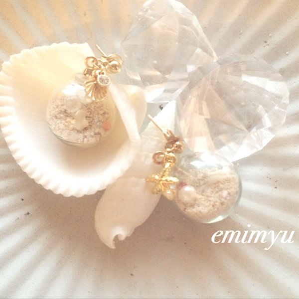 Glass Dome Sand Sea Pierce/Earring