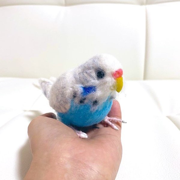 【インコ】青い鳥＊セキセイインコ/鳥　小鳥　羊毛フェルト　インテリア雑貨　癒し　ぬいぐるみ