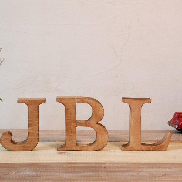 木製　アルファベットオブジェ（アンティークウッド）大文字１文字