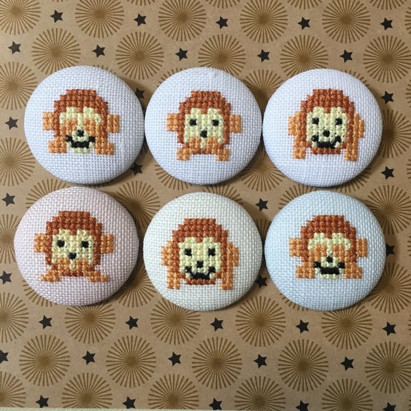 おさる３兄弟の刺繍ヘアゴム