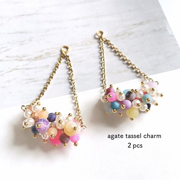 【再入荷】２pcs★charm・agete  tassel（アゲートタッセルチャーム)