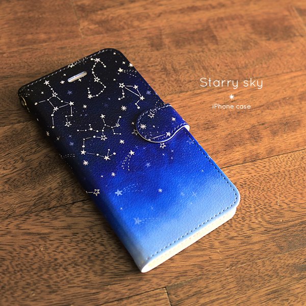 iPhone 手帳型スマホケース 【 星空 】