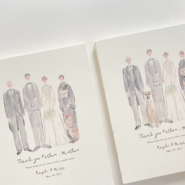 【SM号  結婚式　ご両親への記念品・贈呈品】オーダーメイド　似顔絵サンクスボード