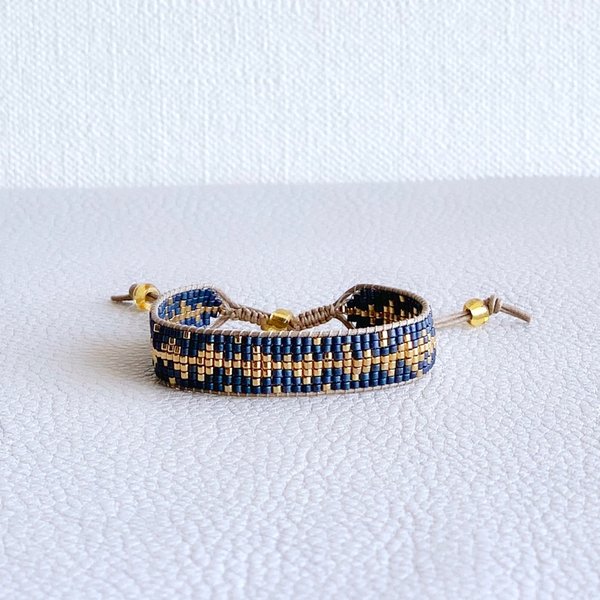 SPARKLE ビーズ織りブレスレット（NAVY BLUE)