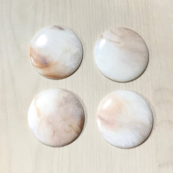 VINTAGE BEIGE MARBLE ACRYLIC ROUND CABOCHONS