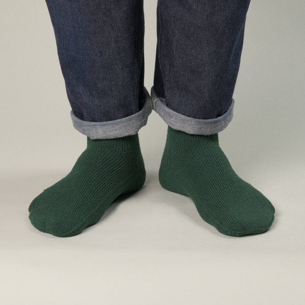 「呼吸する和紙靴下」パイルミドル丈　グリーン　Mサイズ（25cm～28cm）