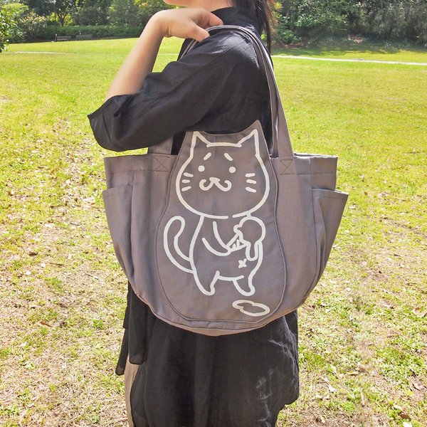 特集掲載 猫トートバッグ A4帆布 エコバッグ 差し色 Cat Tote Bag