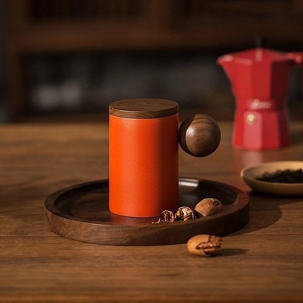 マグカップ シンプルデザイン 陶土 チェリー＆ウオルナットウッド 4color