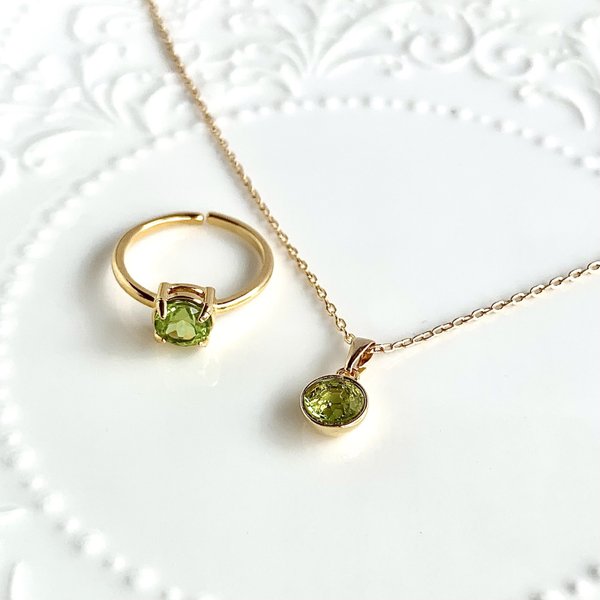 ペリドットのネックレス & 指輪 ❇︎ ︎天然石 ❇︎ Minette☆ NE087 & RING073