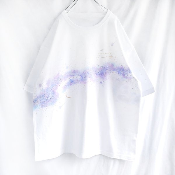 受注製作 手描き  white  milky way Tシャツ men's