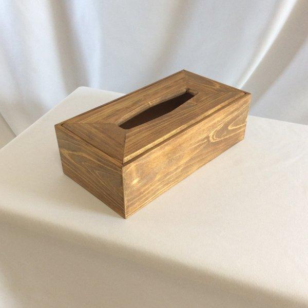 ヒノキのティッシュボックス　ティッシュケース　／エボニー（黒檀）色　／コンパクトサイズ、木製、ひのき