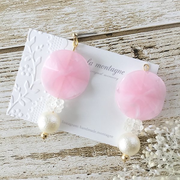 pink＊marble ピアス/イヤリング