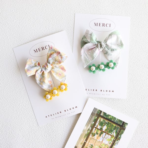 Liberty Hair bow × mini flower Hair Clip❁❁❁ ̖́-