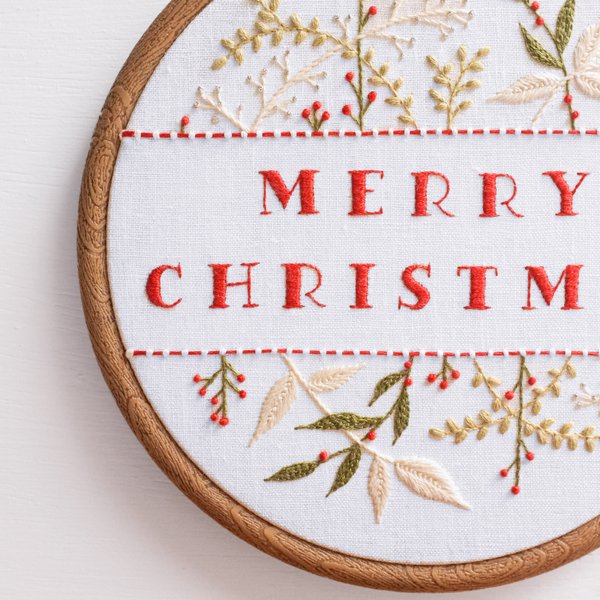 《即日発送可能♪》Merry Christmas × ボタニカル手刺繍タペストリー 手刺繍パネル