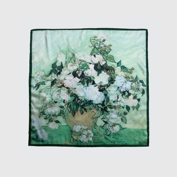 「静物：バラのある花瓶」ゴッホ　世界の名画小判スカーフ