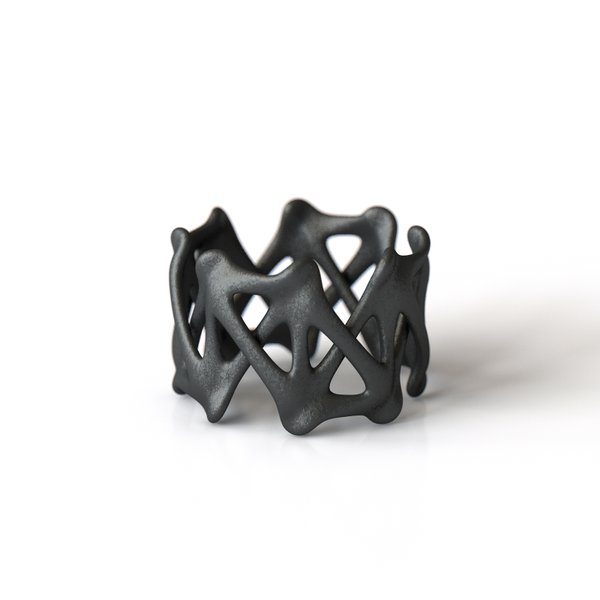 【送料無料】RIB RING Matt Black Steel | 3d Printed Jewelry