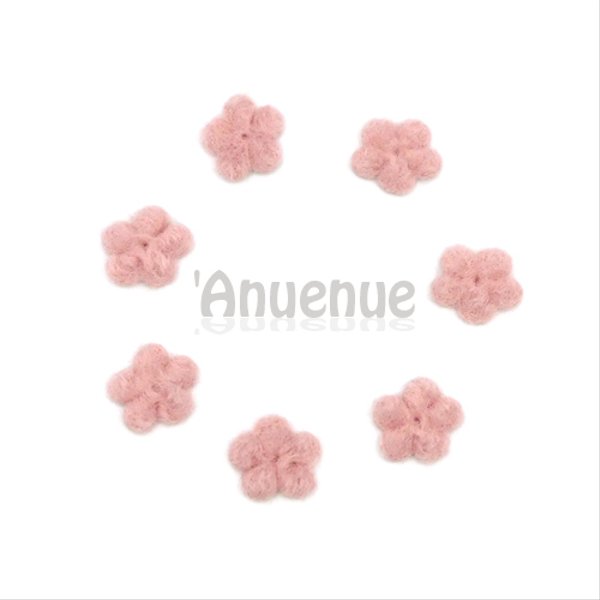 お花のウールパーツ15mm 【Pink / ピンク】10個