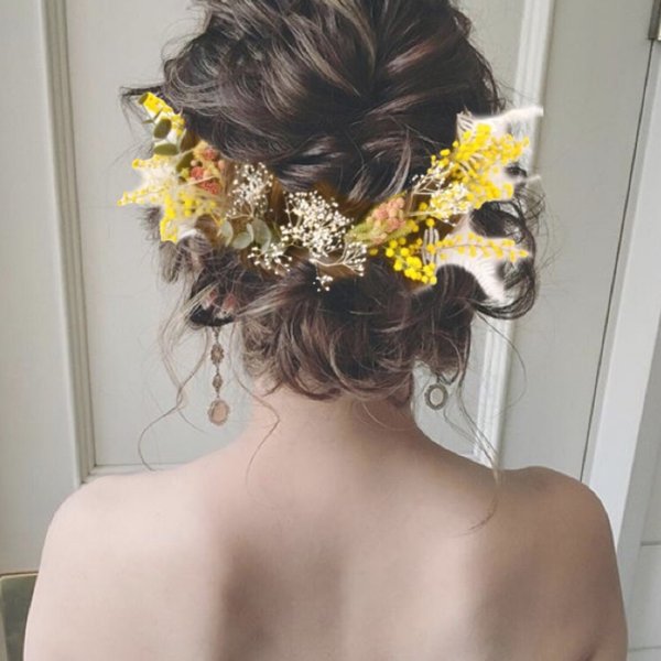 ウェディング ヘアアクセサリー ミモザ  