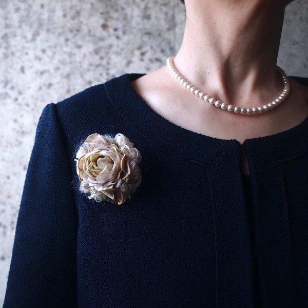 【一点物】コサージュ_bouquet brooch_香色