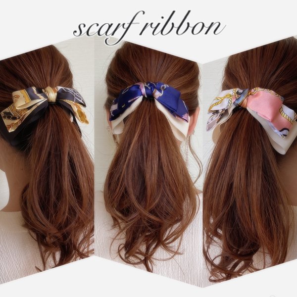 送料無料★バナナクリップ アーチ型【rétro scarf ribbon♡】