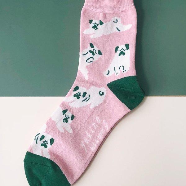 yukino textile socks 『PUGS』ピンク