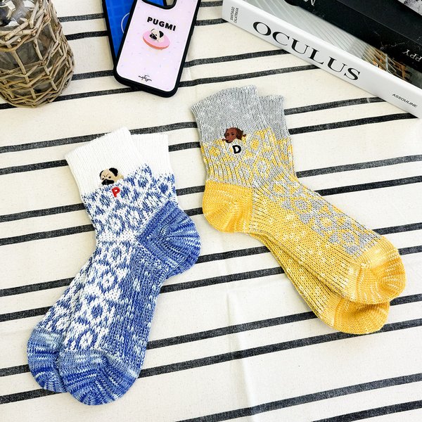 【イニシャル入り】Doggy Face Socks