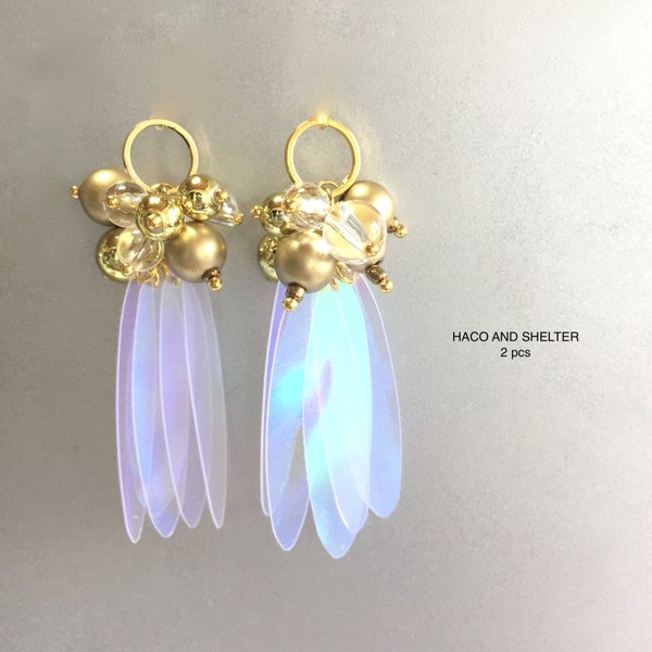 2pcs★clear cute fleur・gold（ PVCチャーム）