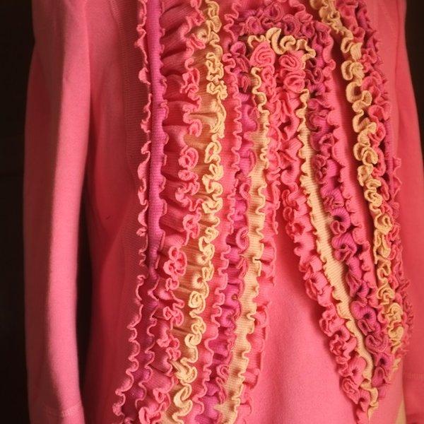 ◉sds:010【 大人の子供服 】ピンク クレイジーパターン スウェット ドレスシャツ　