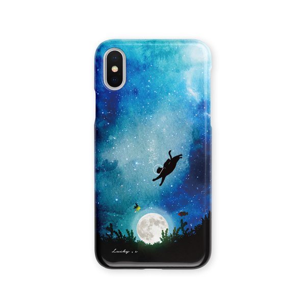 海に沈む満月と猫　iPhoneSEケース　iPhoneケース