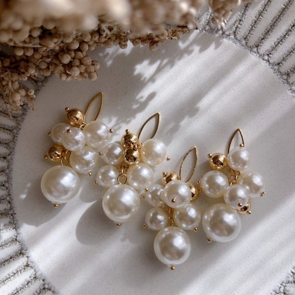 2pcs)3287)パールタッセル)White &gold#2s