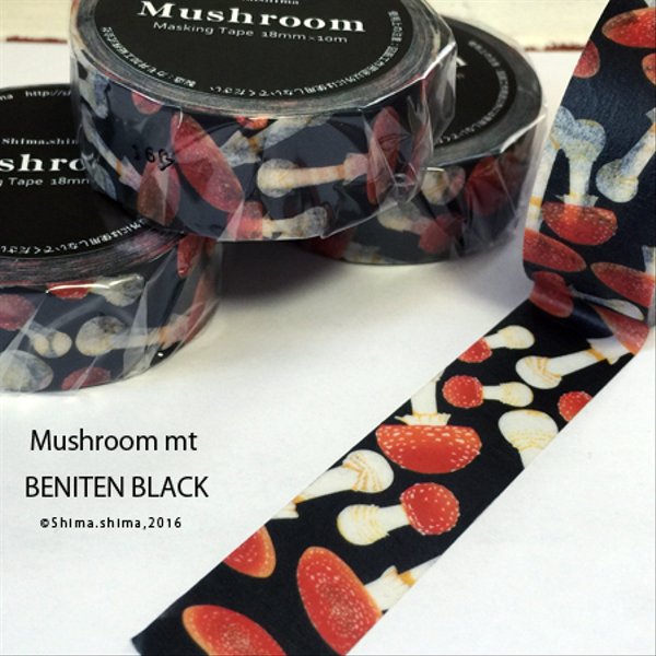 Mushroom Masking tape ベニテングダケ　黒