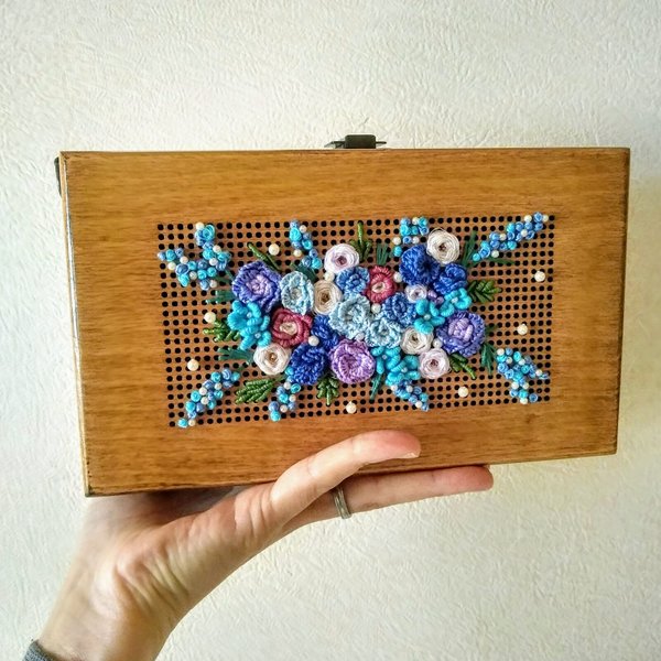BLUEflowers （木製バッグ）