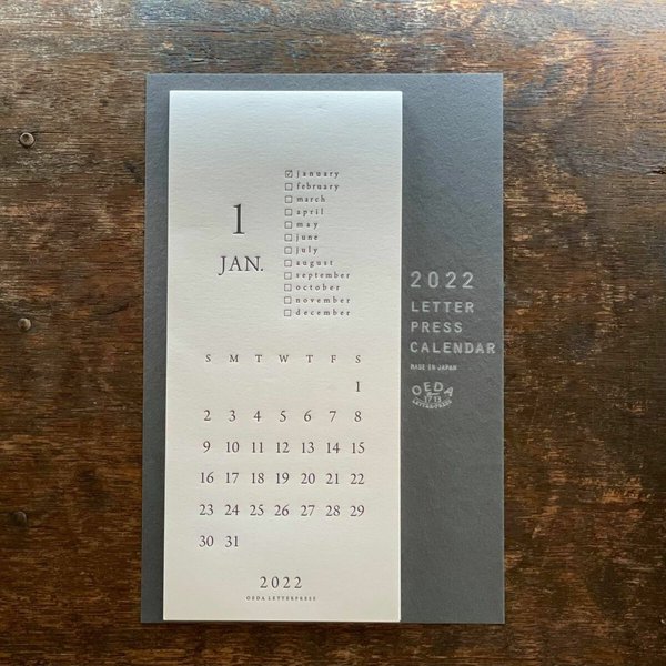 【20％OFF】LETTERPRESS カレンダー 2022