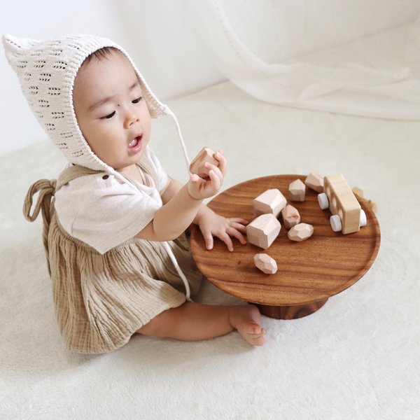 木製つみ木　積み石　名入れ可能　スタッキングストーン　木のおもちゃ　知育玩具