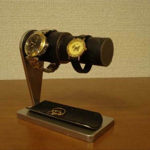 男女ペア腕時計スタンド　ハーフパイプトレイ　ブラックトレイ　AKデザイン